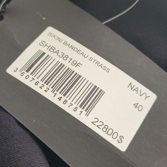 $228 studded NEW ZADIG & VOLTAIRE  NAVY BLUE GOLD BANDEAU BIKINI SWIMSUIT 8 NWT - Picture 2 of 10